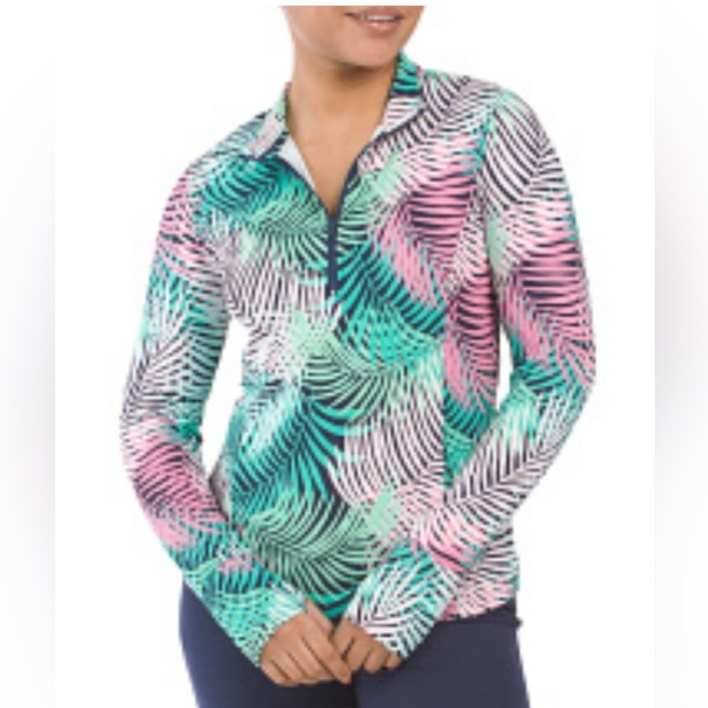 Tommy Bahama Medium Golf & Tennis Tropical Full Zip Jacket Vaporwave Miami Vice